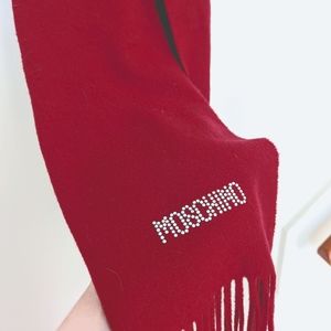 Moschino Burgundy Cashmere Scarf with Swarovski Crystals